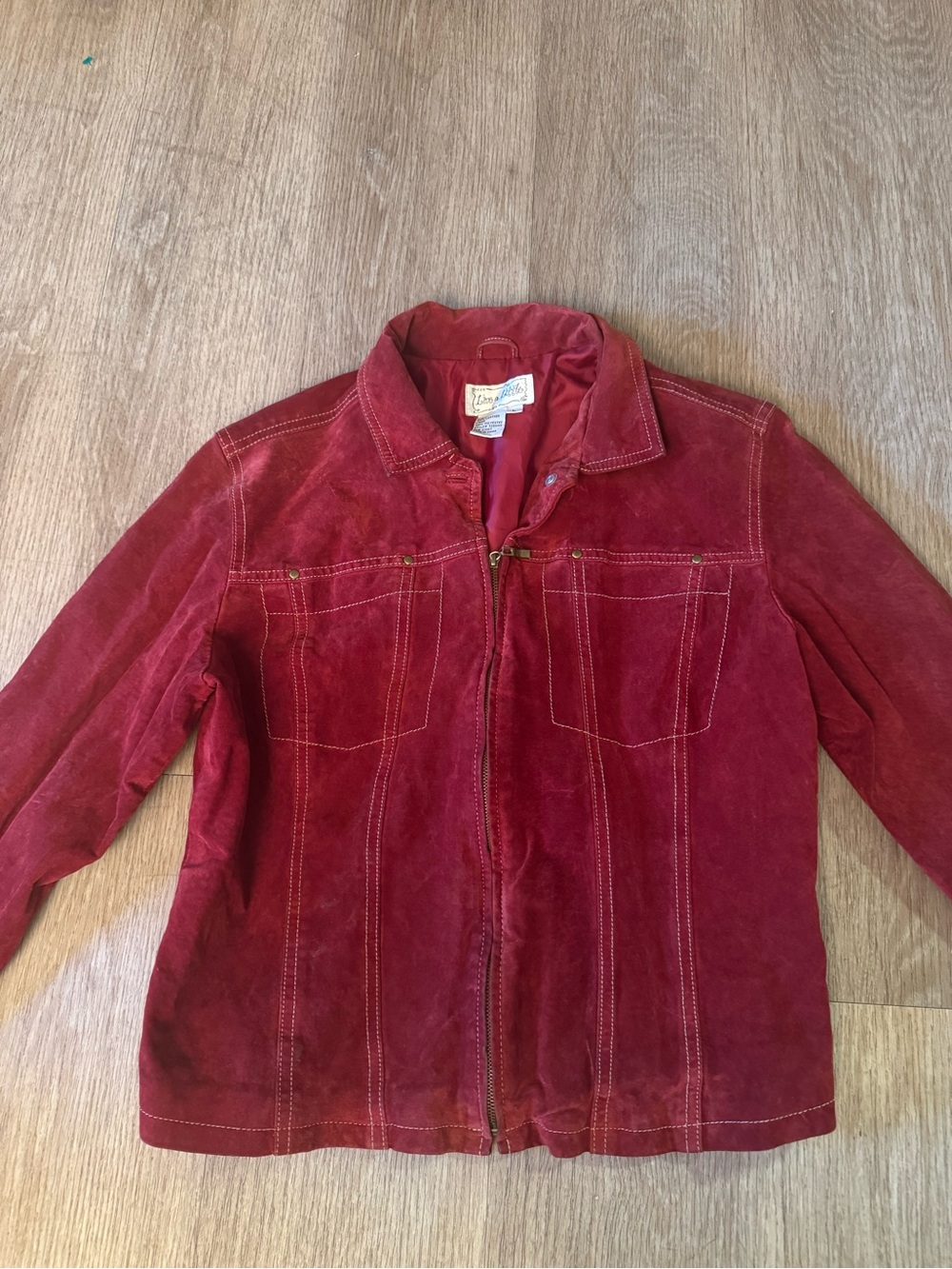 Vintage Live a Little Burgundy Leather Zip Jacket